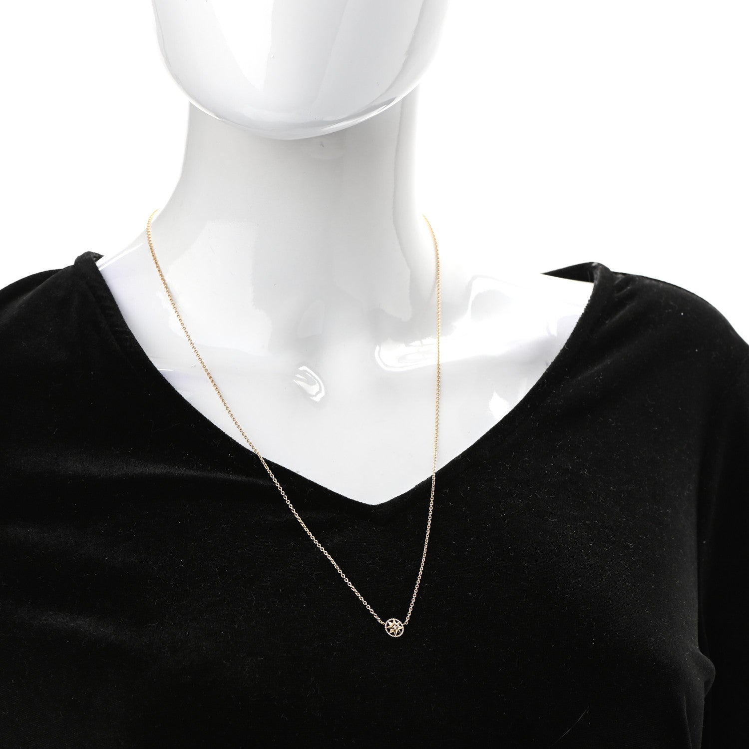 Christian Dior 18K Yellow Gold Diamond XS Rose Des Vents Necklace 2 of 7