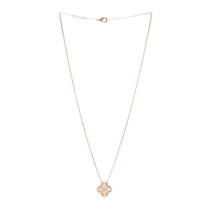 Van Cleef & Arpels 18K Rose Gold Diamond Vintage Alhambra Pendant Necklace 3 of 5