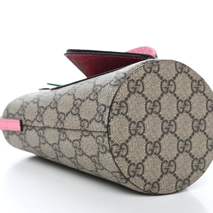 Gucci GG Supreme Monogram 3-D Strawberry Childrens Bucket Tote Beige Ebony Lotus Pink Fuxia Emerald 8 of 11