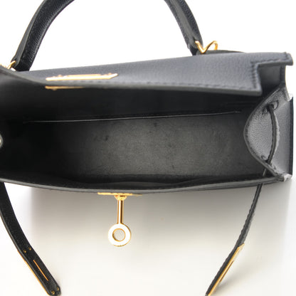Hermes Chevre Chandra Mini Kelly Sellier 20 Black 7 of 26