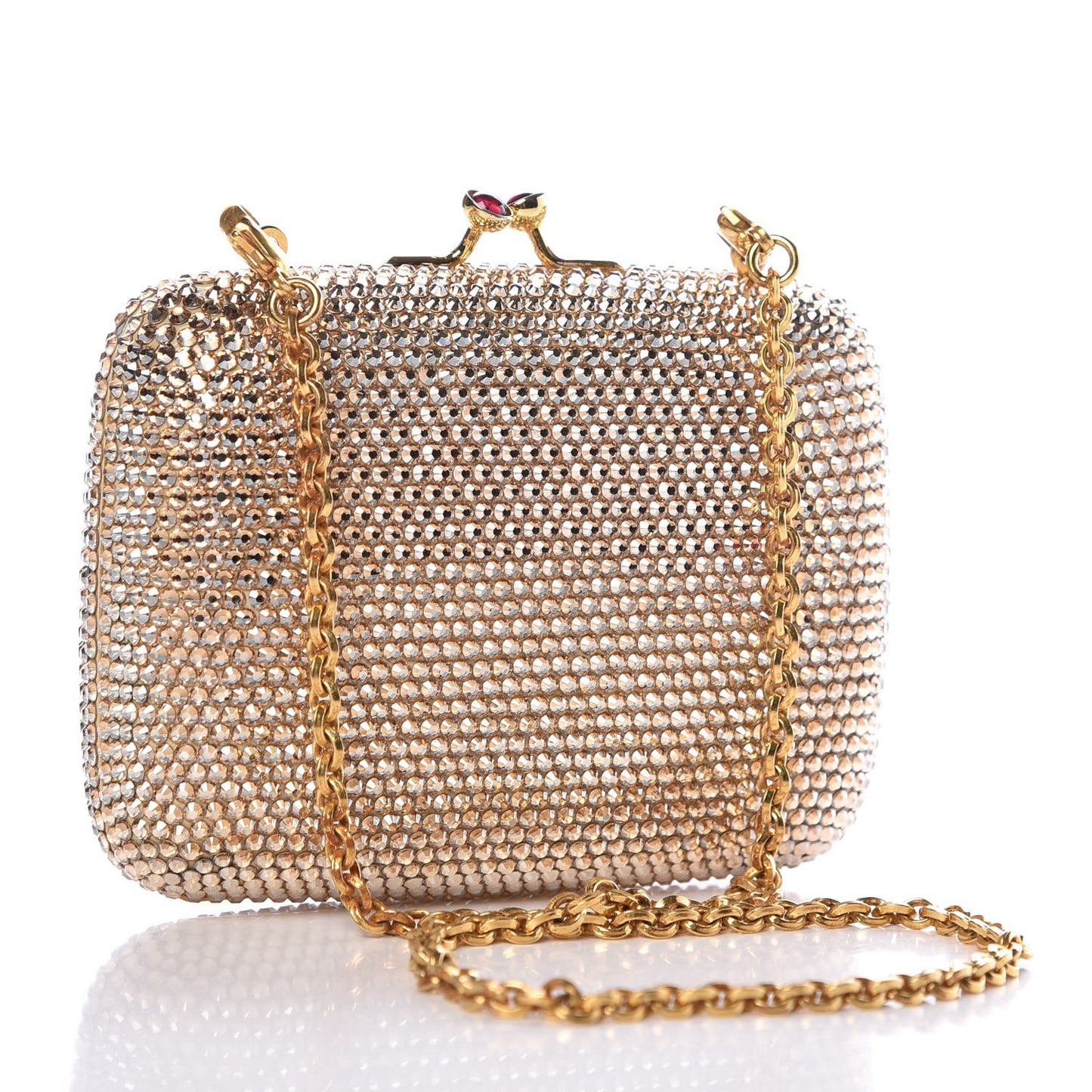Swarovski Crystal Minaudière Clutch Gold