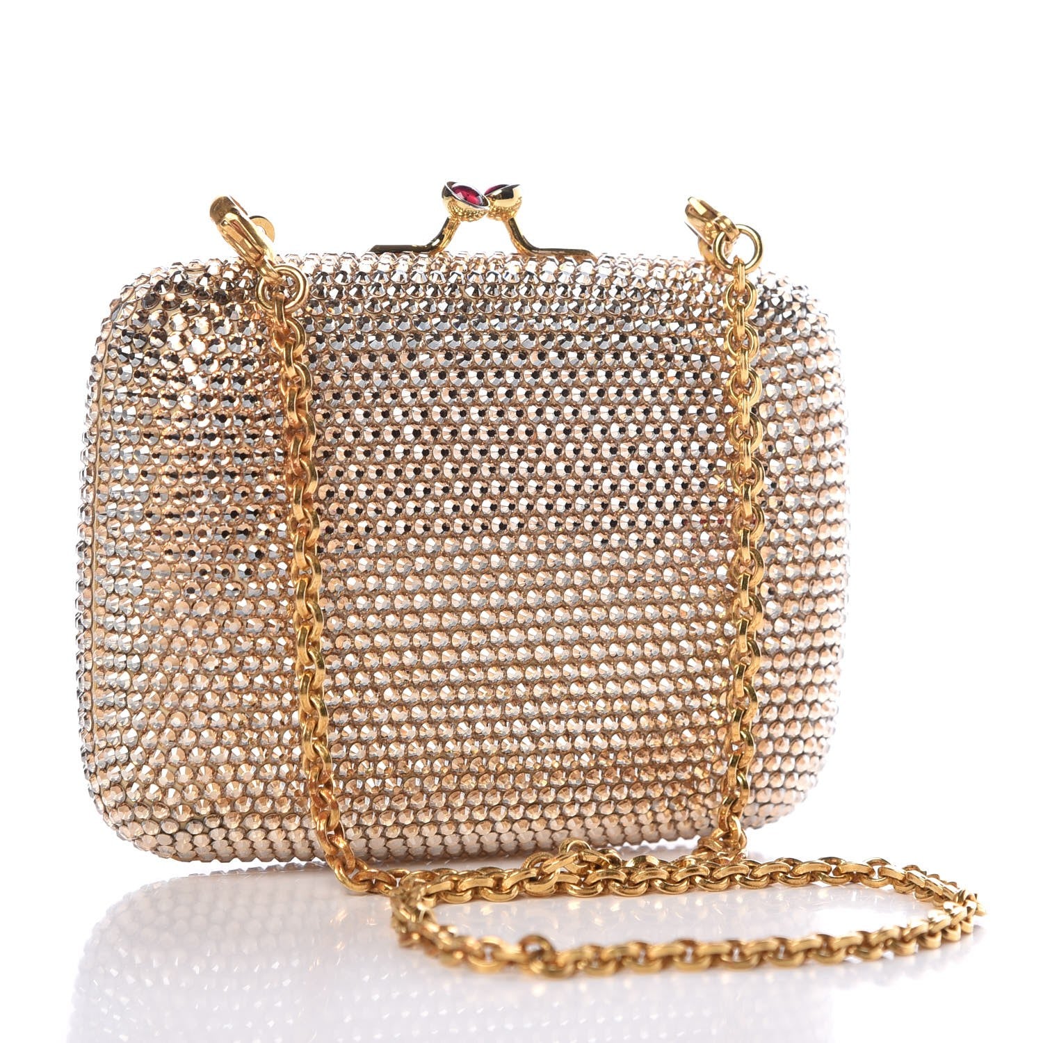 Judith Leiber Swarovski Crystal Minaudière Clutch Gold 3 of 12