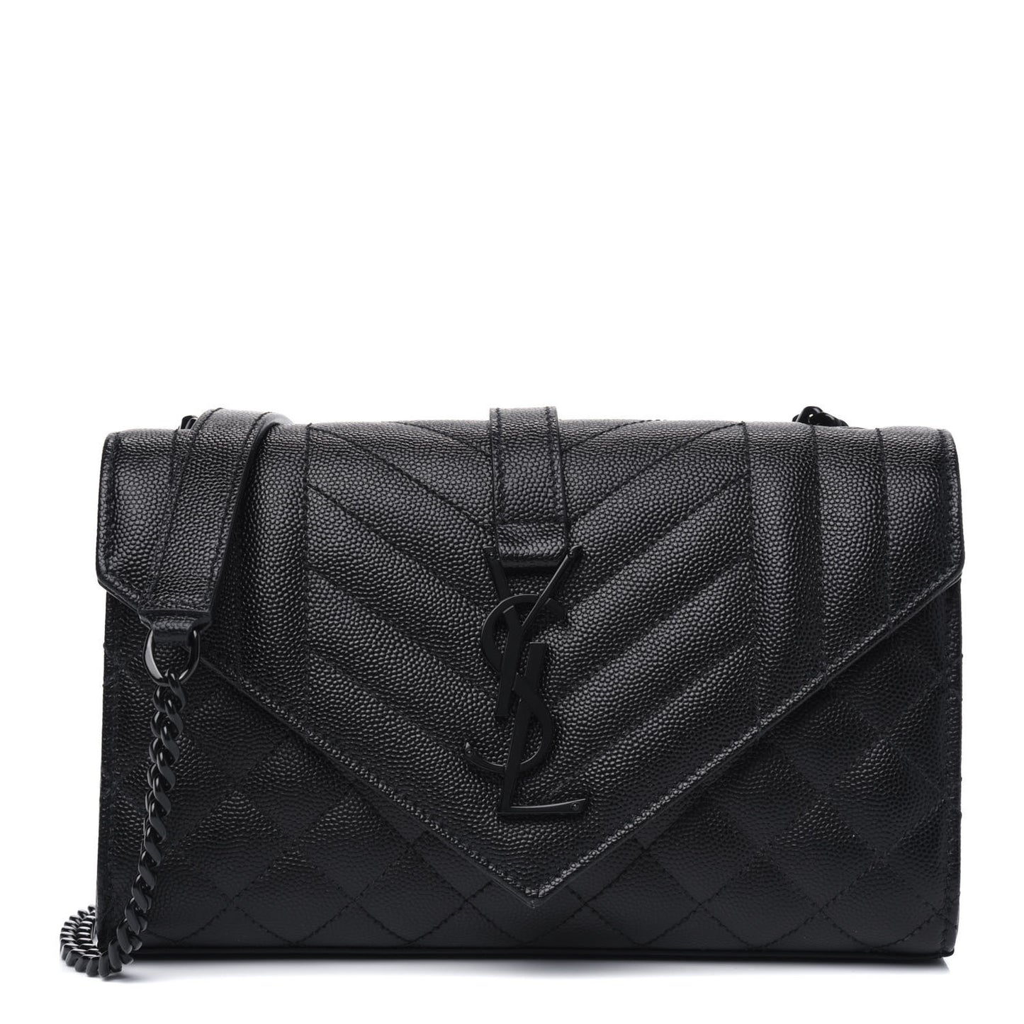 Grain De Poudre Textured Mixed Matelasse Triquilt Small Monogram Satchel Black