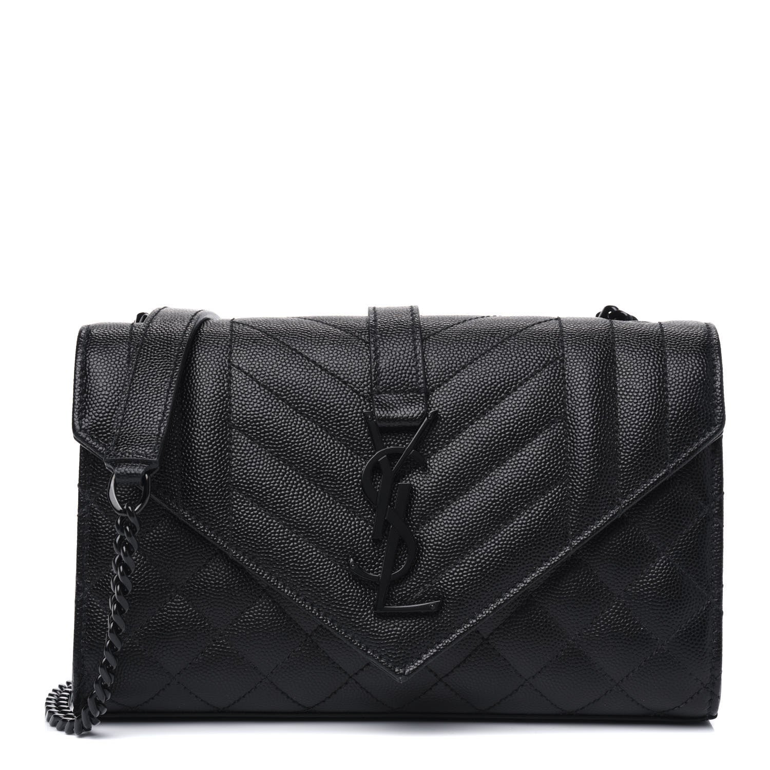 Saint Laurent Grain De Poudre Textured Mixed Matelasse Triquilt Small Monogram Satchel Black 1 of 4