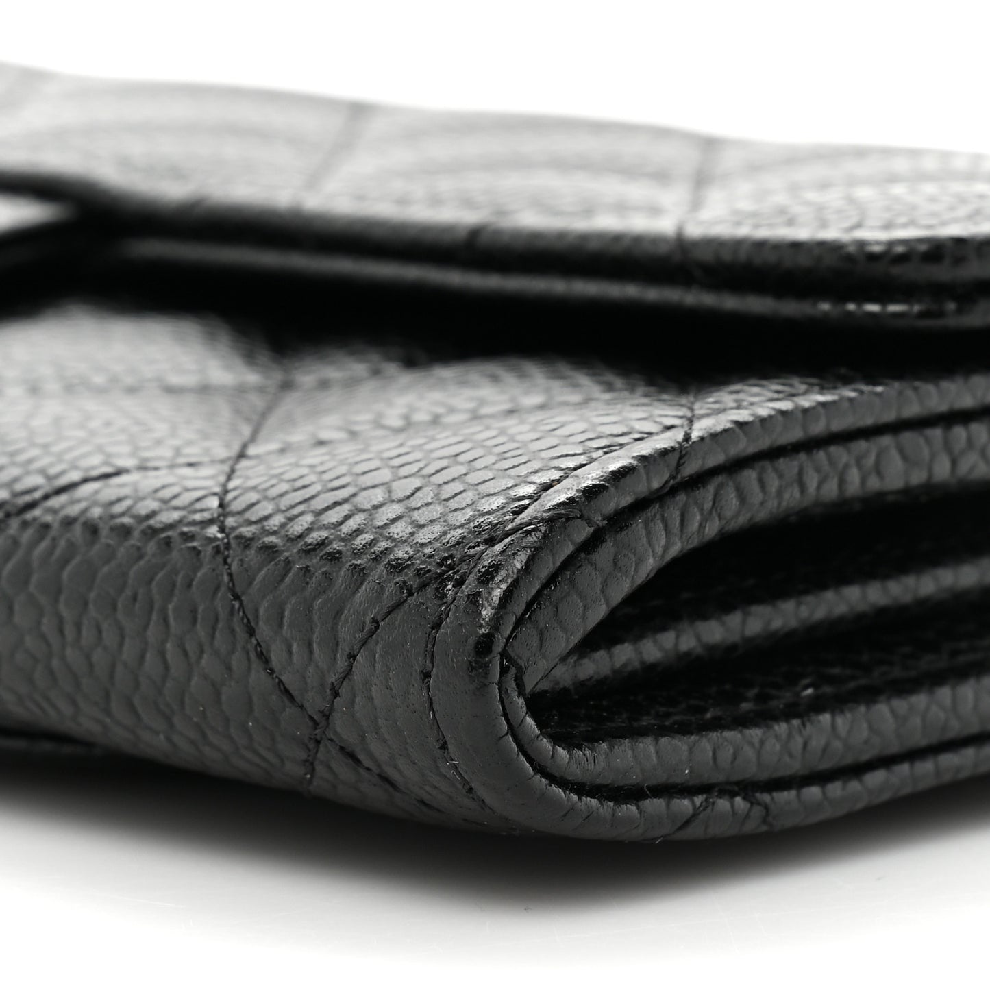 Caviar Quilted Large Flap Wallet Black