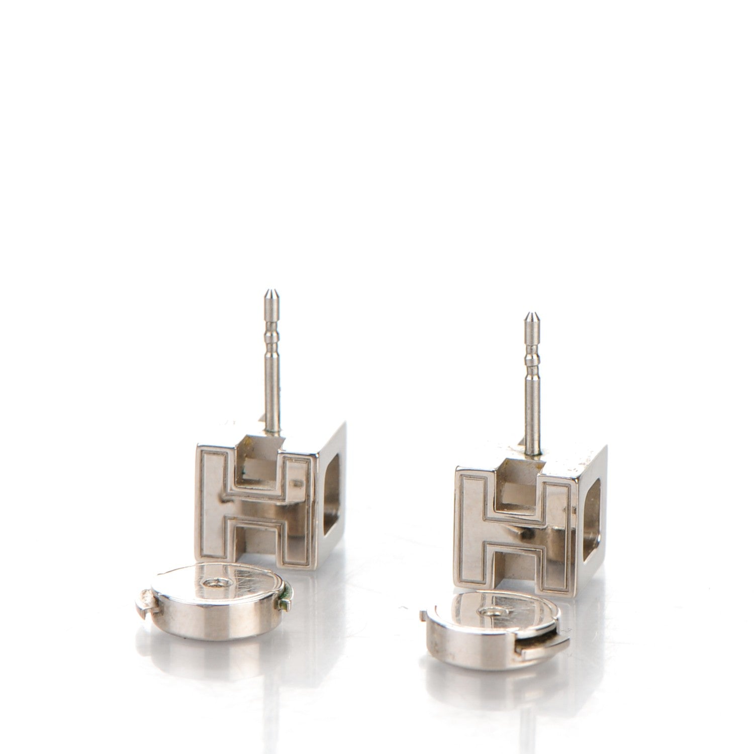 Hermes Palladium Lacquered Cage d'H Earrings Black 5 of 6