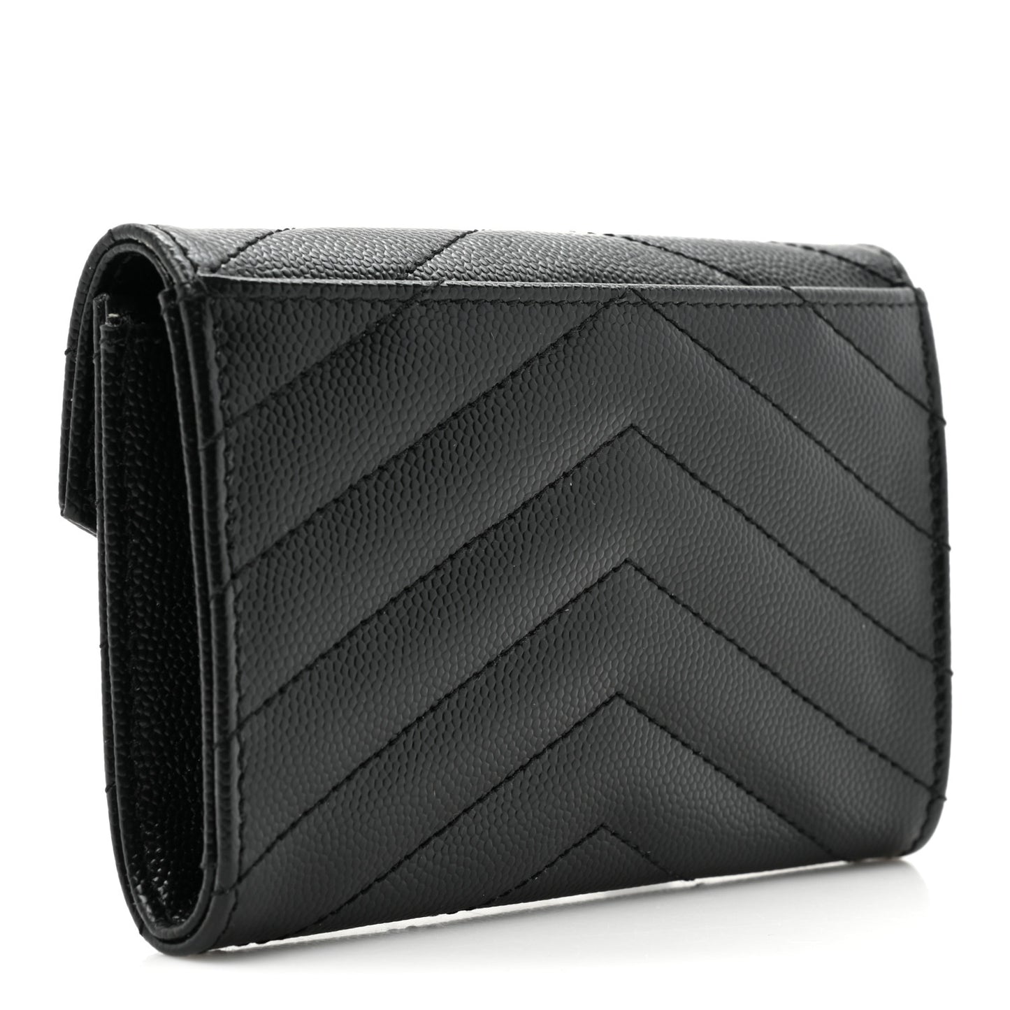 Grain De Poudre Matelasse Chevron Small Monochrome Monogram Envelope Wallet Black