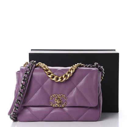 Chanel Goatskin Quilted Medium 19 Flap Violet Purple 11 of 11