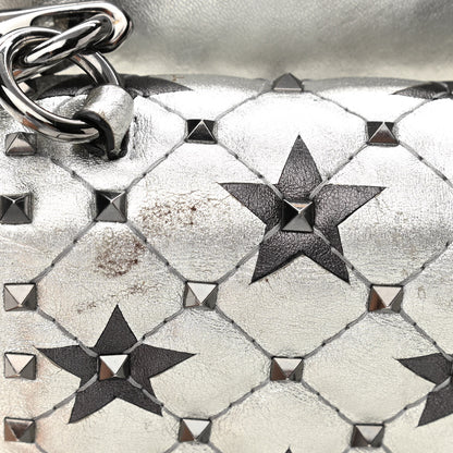 Valentino Garavani Metallic Lambskin Medium Star Rockstud Spike Shoulder Bag Silver 11 of 13