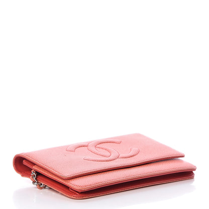 Chanel Caviar Timeless CC Wallet On Chain WOC Light Red 4 of 21