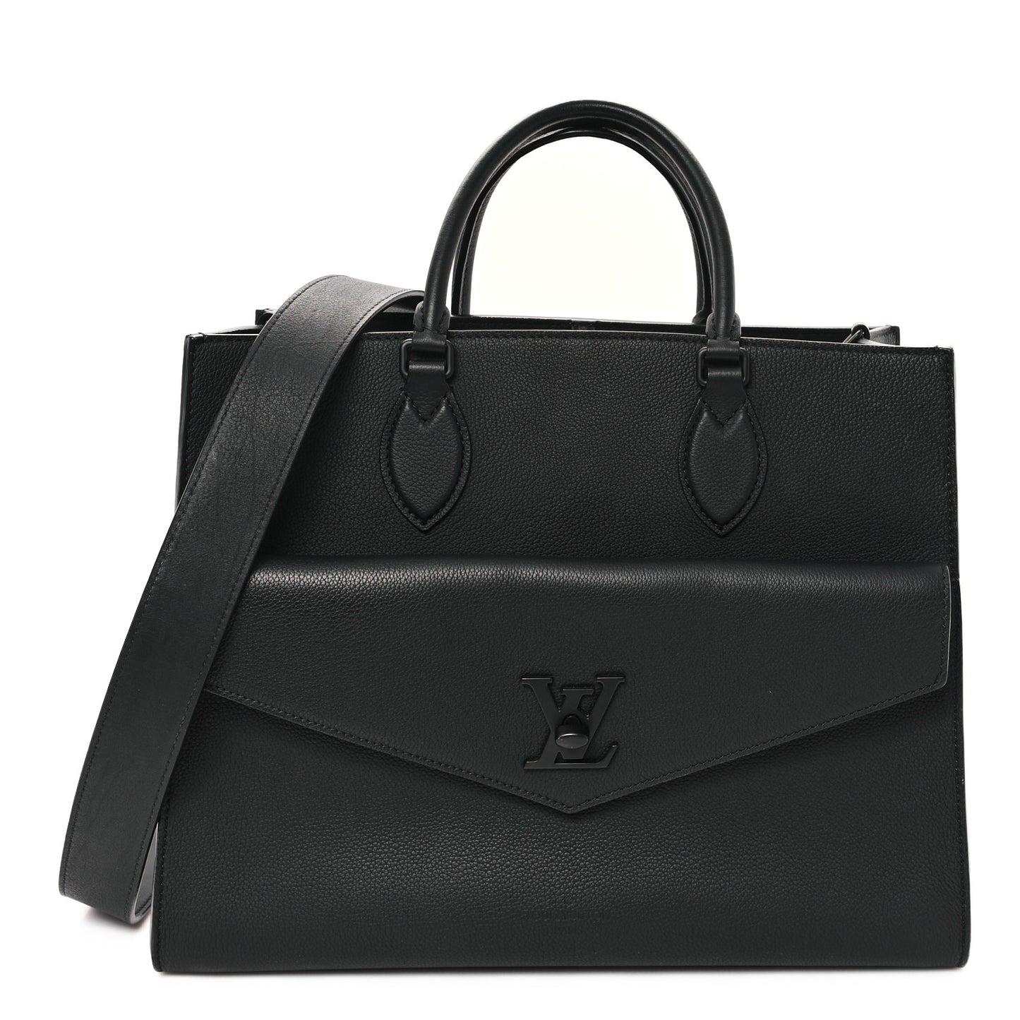 Soft Calfskin Lockme Tote MM Black