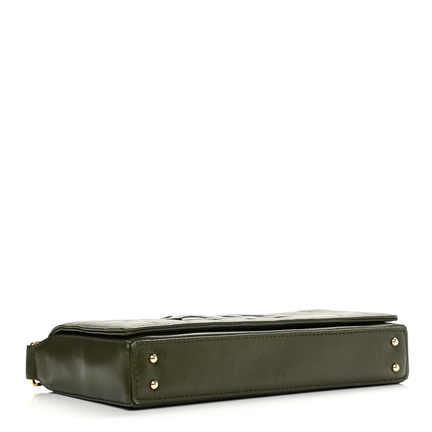 Lambskin Quilted CC Chocolate Bar Flap Green