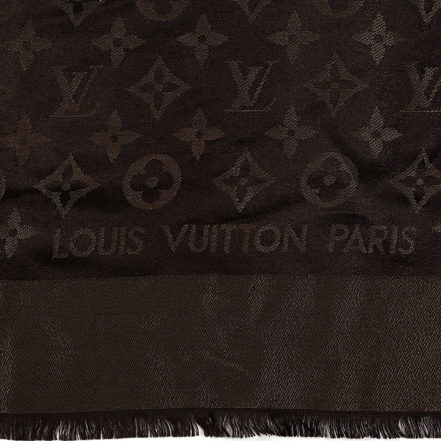 Louis Vuitton Silk Wool So Shine Monogram Shawl Gold 2 of 5