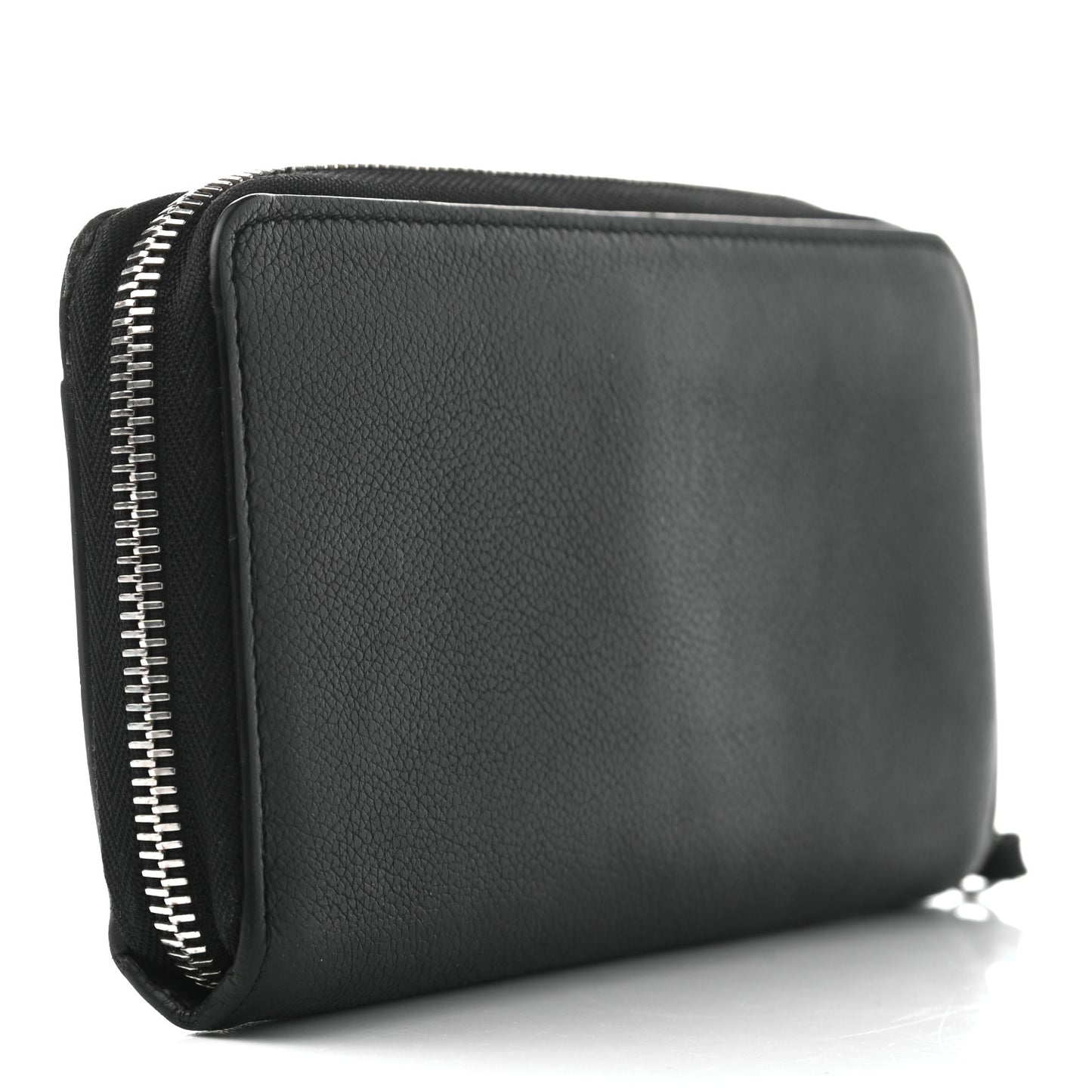 Calfskin Zippy Lockme Wallet Black