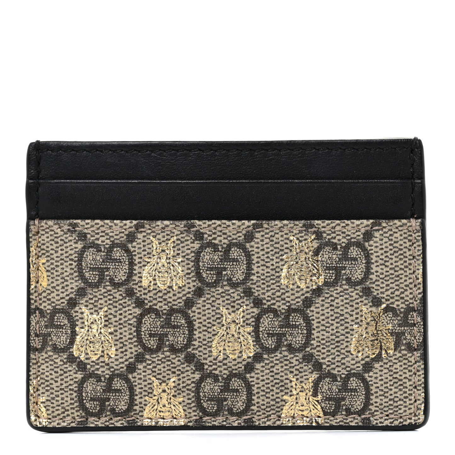 GG Supreme Monogram Bees Card Holder Black
