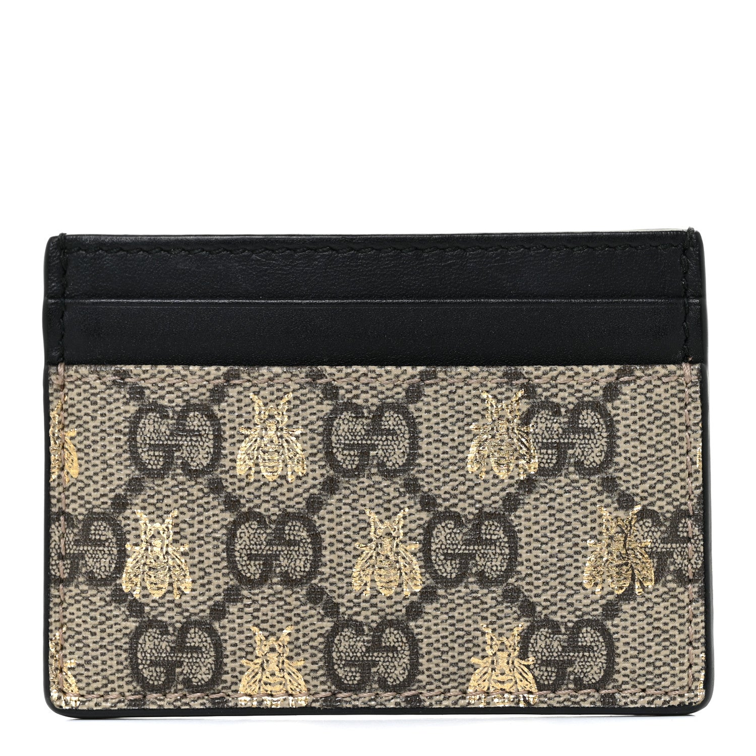 Gucci GG Supreme Monogram Bees Card Holder Black 1 of 9