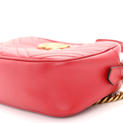 Gucci Calfskin Matelasse Small GG Marmont Chain Shoulder Bag Hibiscus Red 10 of 10
