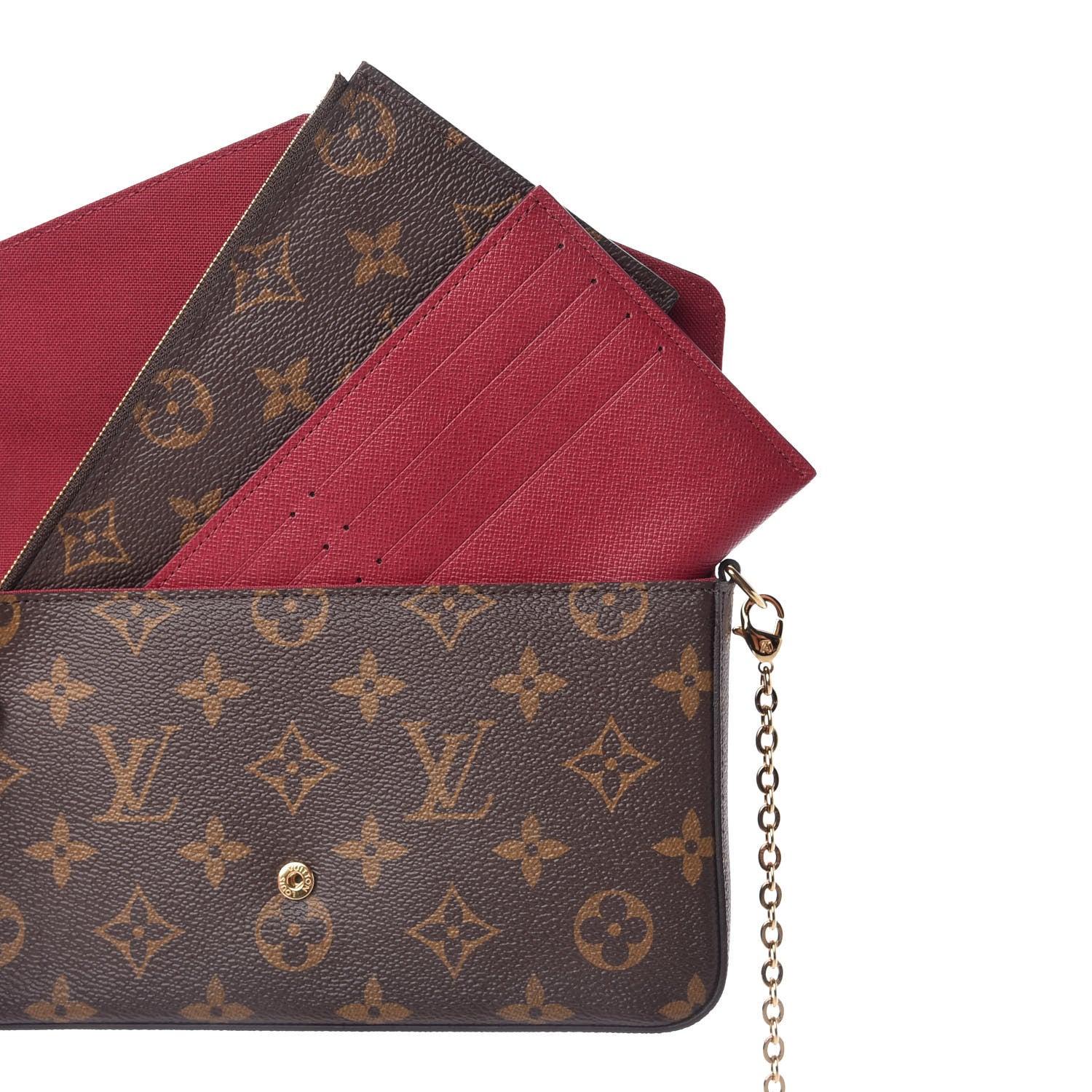 Louis Vuitton Monogram Pochette Felicie Chain Wallet Fuchsia 10 of 11