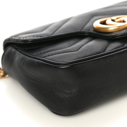 Gucci Calfskin Matelasse Super Mini GG Marmont Shoulder Bag Black 8 of 21
