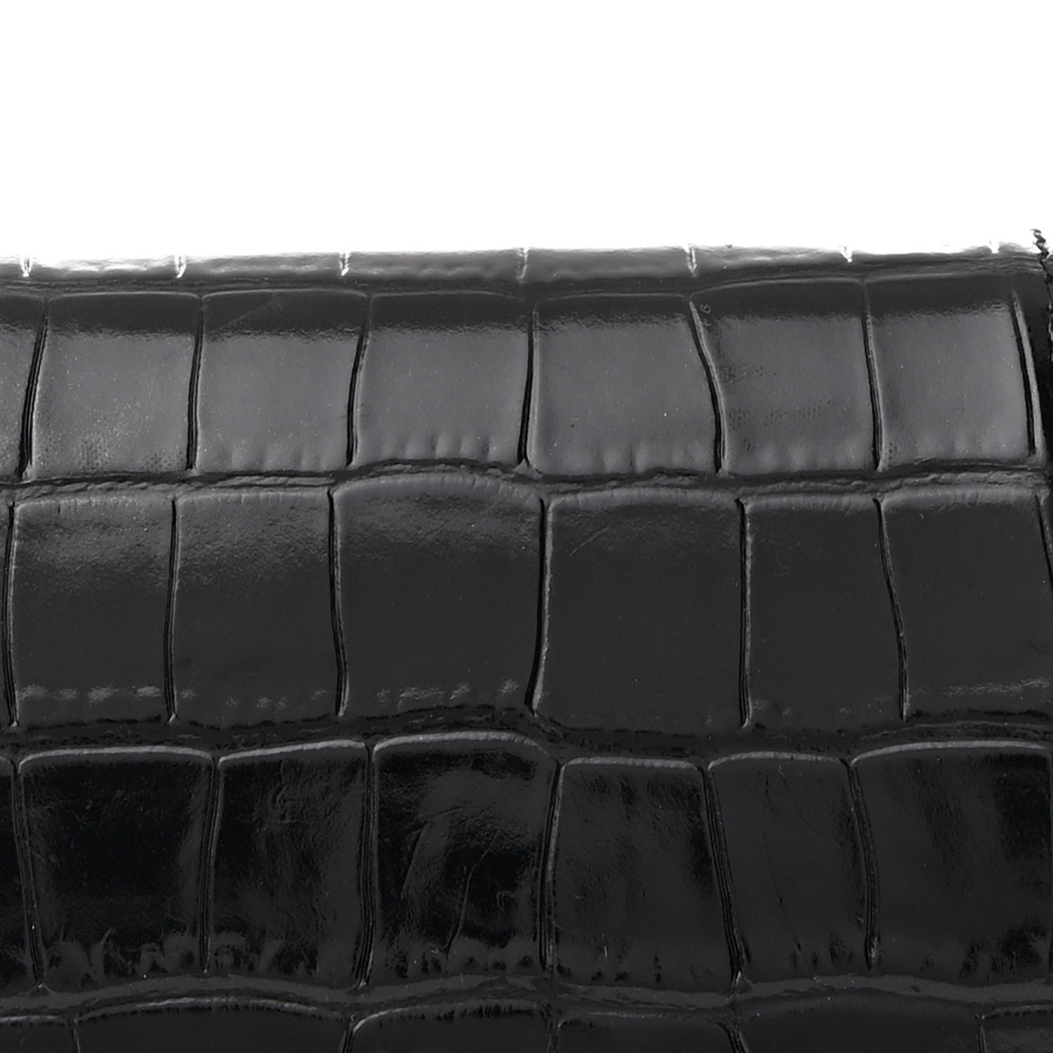 Balenciaga Shiny Calfskin Monochrome Crocodile Embossed Small Hourglass Evening Chain Bag Black 8 of 11