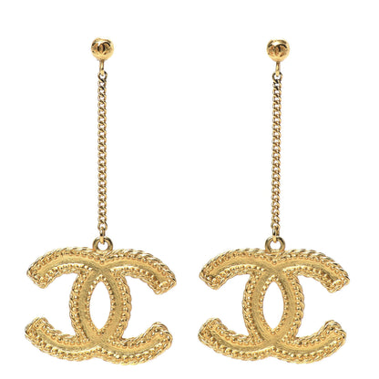 Chanel CC Drop Earrings Matte Gold 1 of 5