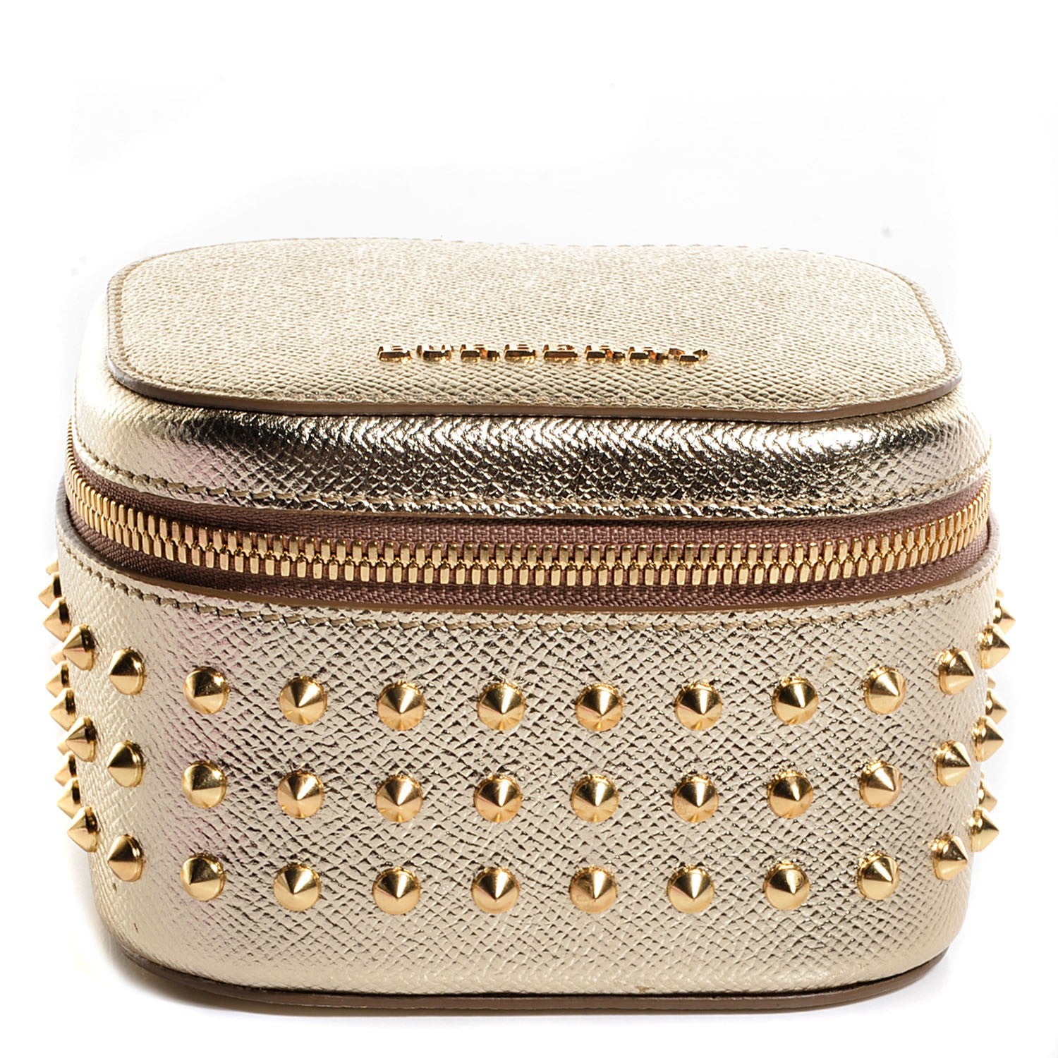 Burberry Patent London Studded Cosmetic Case Gold 1 of 9