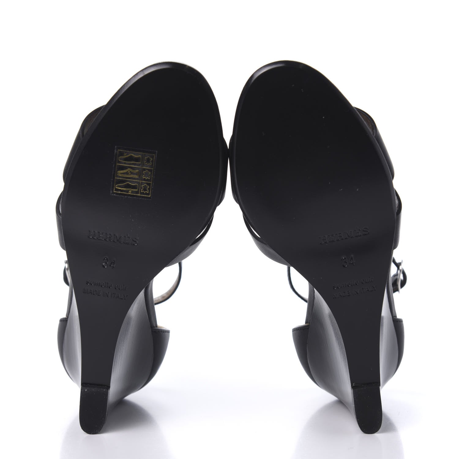 Hermes Calfskin Legend Wedge Sandals 34 Black 5 of 9