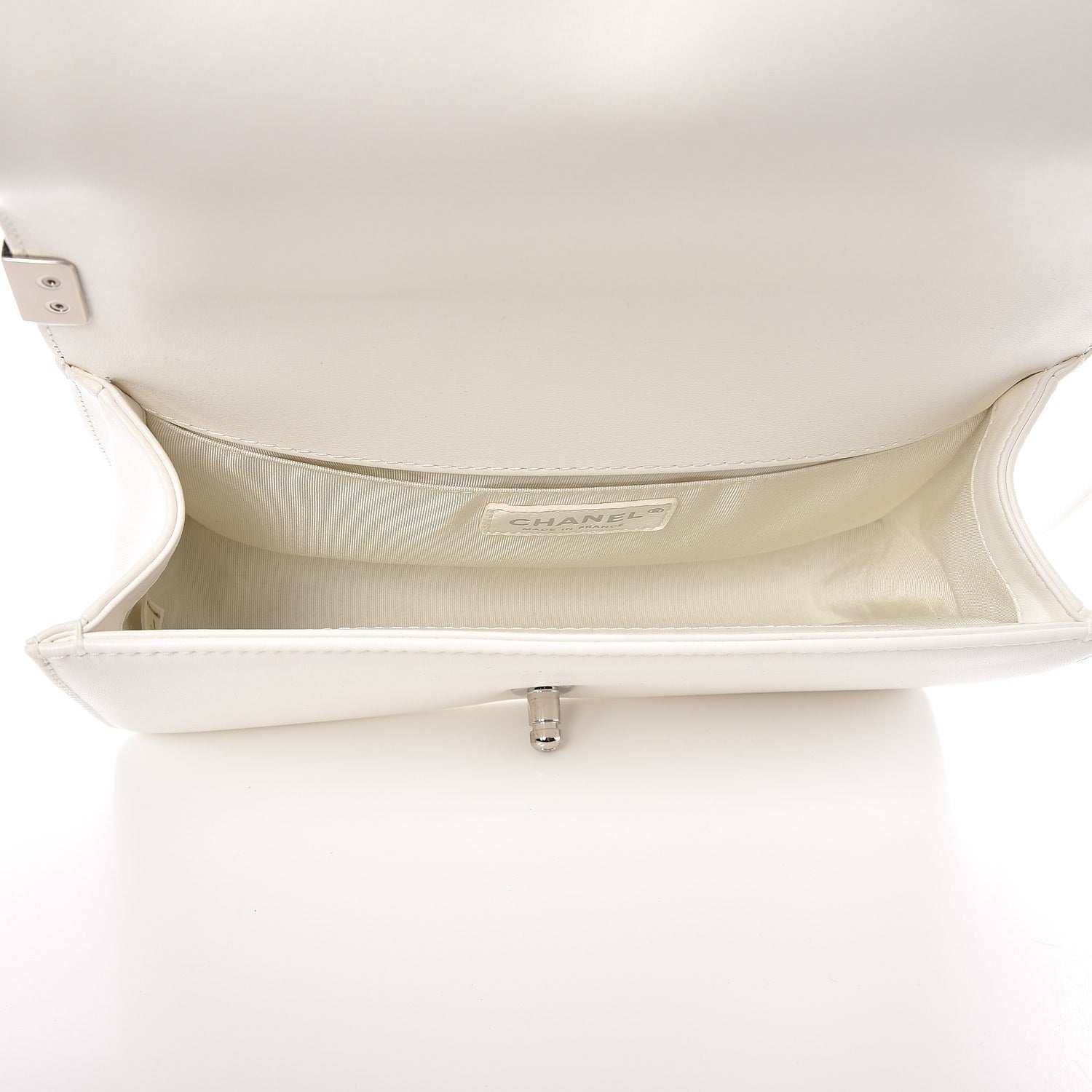 Chanel Calfskin Medium Boy Flap White Black 5 of 9