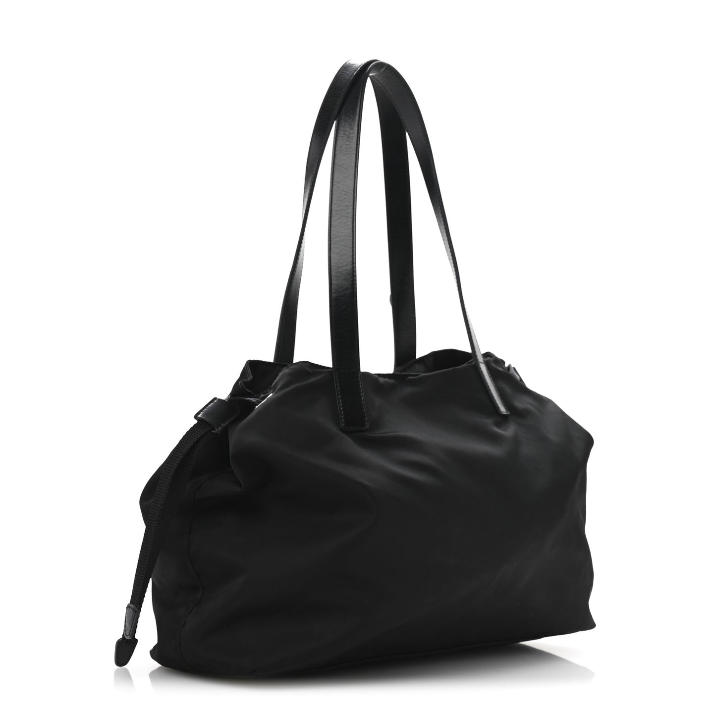 Nylon Vela Drawstring Shopping Tote Black