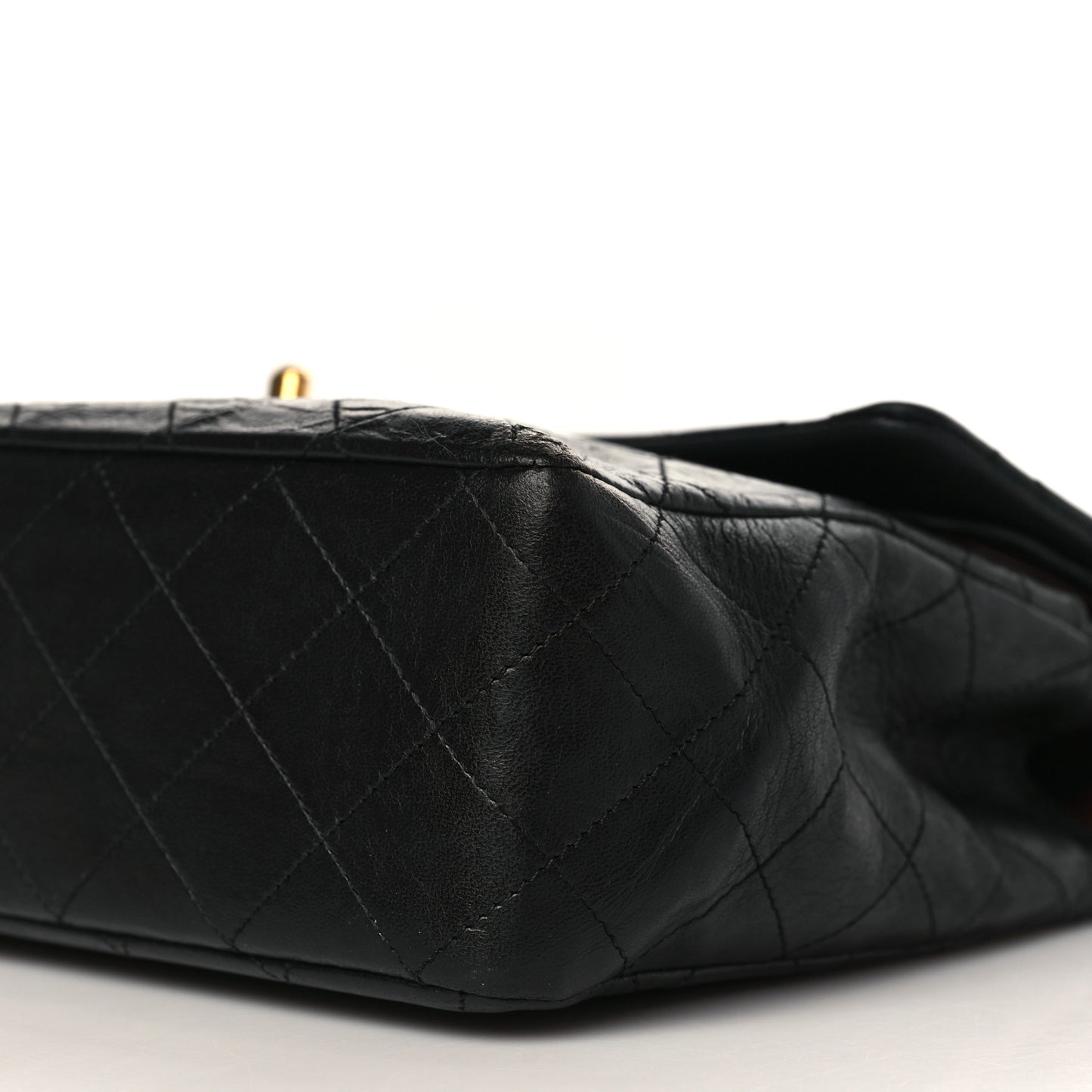 Lambskin Quilted Medium Double Flap Black