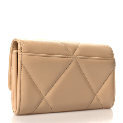 Chanel Shiny Goatskin Quilted Chanel 19 Flap Wallet Beige 3 of 8