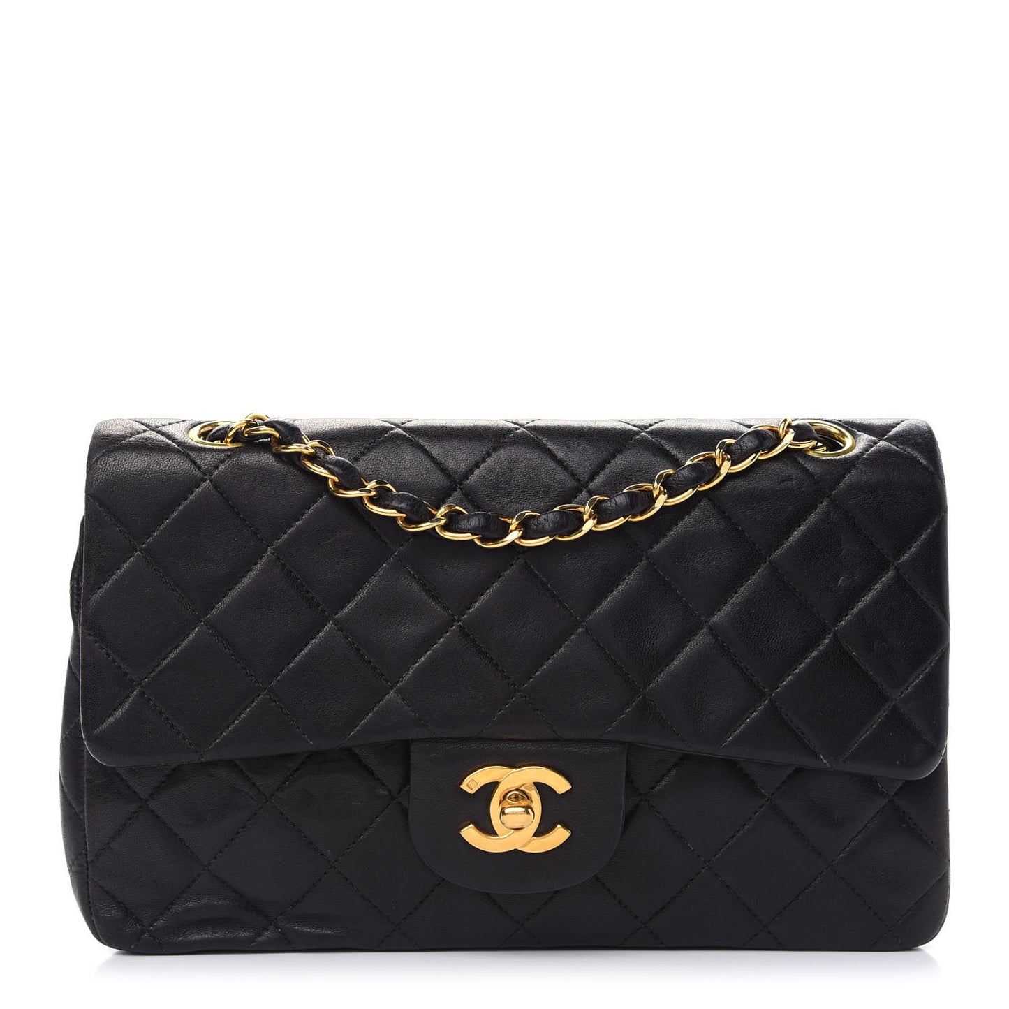 Lambskin Quilted Small Double Flap Black