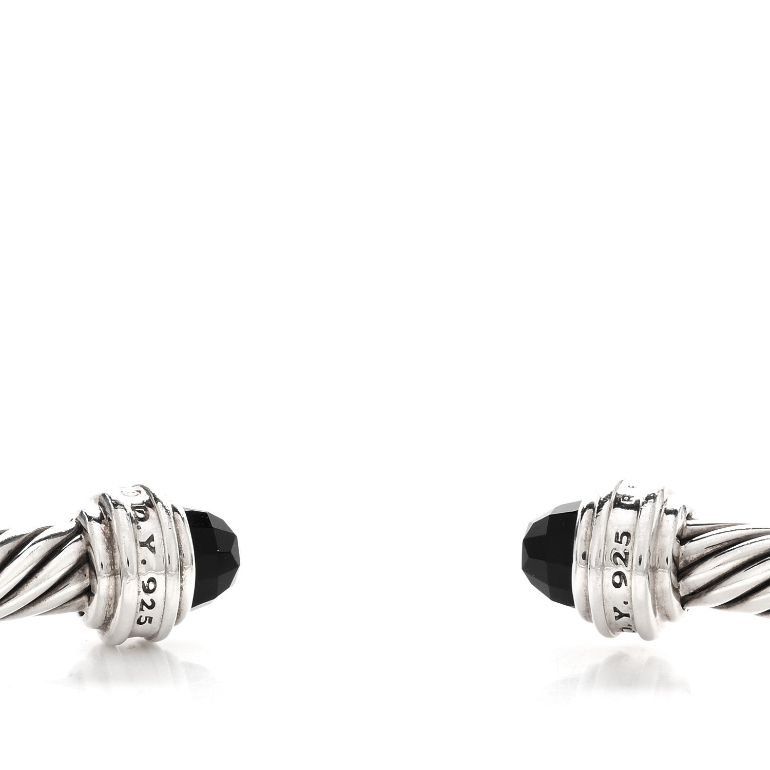 David Yurman Sterling Silver Diamond Black Onyx 5mm Cable Classics Princess Bracelet 3 of 3