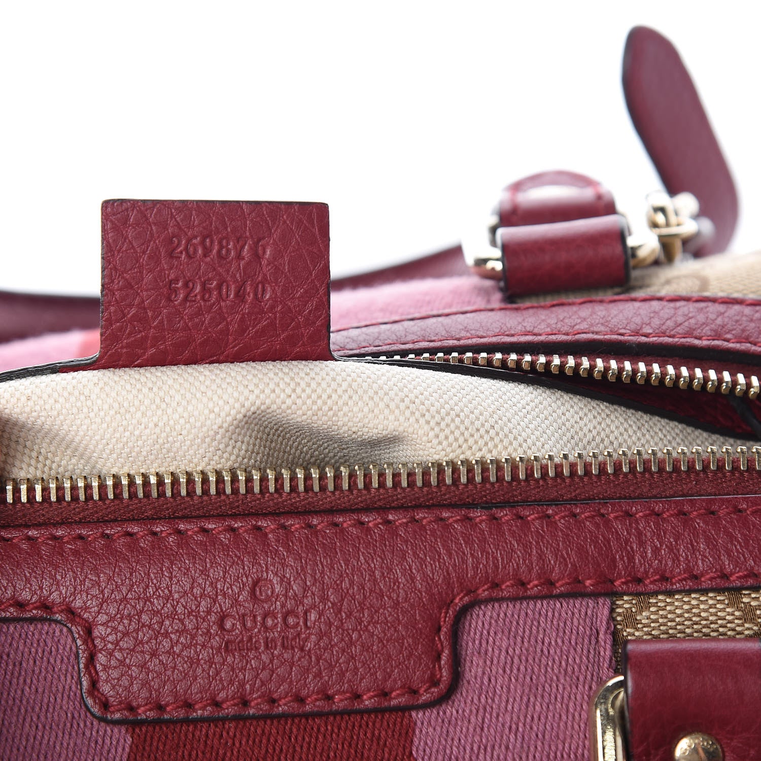 Gucci Monogram Cellarius Calfskin Vintage Web Small Boston Beige Ebony Soft Burgundy Peonia Flower Box Pink 11 of 14