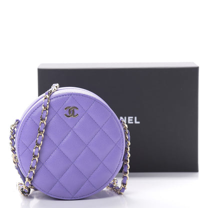 Chanel Caviar Quilted Round Clutch With Chain Purple 11 of 11