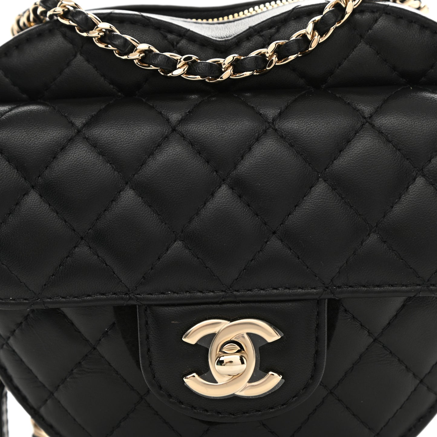 Lambskin Quilted CC In Love Heart Bag Black