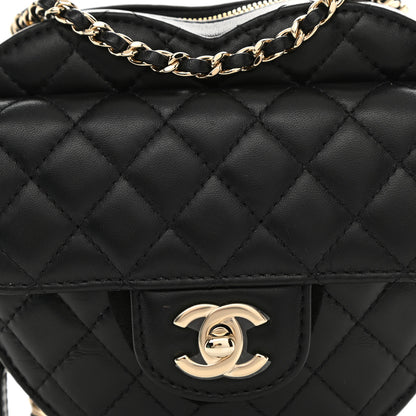 Chanel Lambskin Quilted CC In Love Heart Bag Black 8 of 9