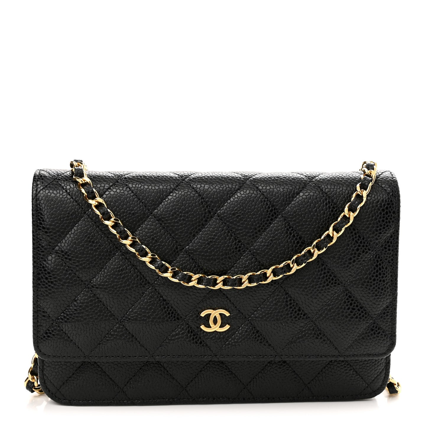 Caviar Quilted Wallet On Chain WOC Black