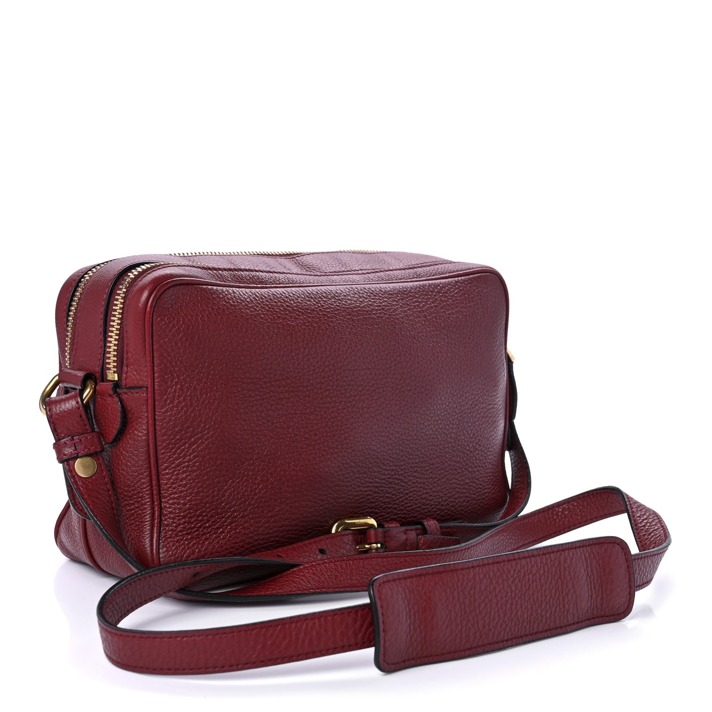 Vitello Daino Medium Double Zip Shoulder Bag Rosso