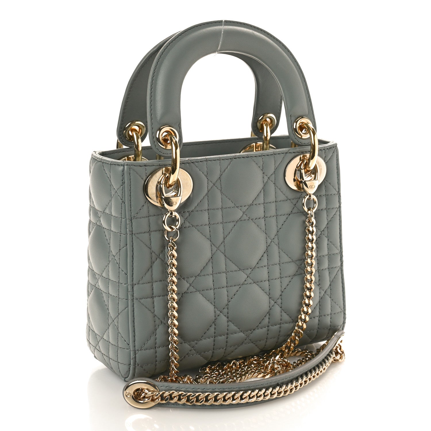 Christian Dior Lambskin Cannage Mini Lady Dior Grey 3 of 9