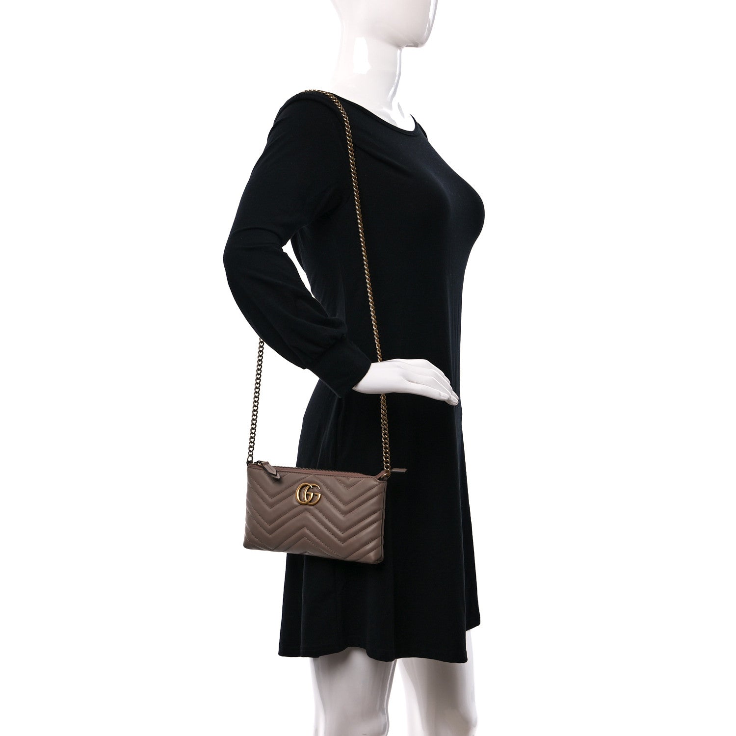 Gucci Calfskin Matelasse Mini GG Marmont Chain Bag Porcelain Rose 2 of 7