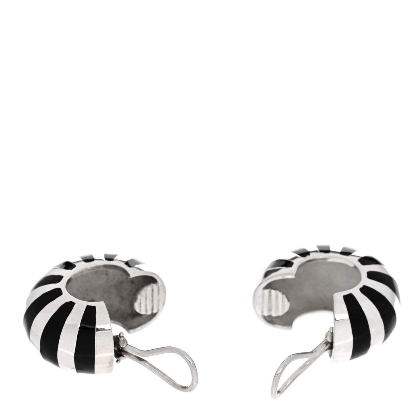 Sterling Silver Enamel Shrimp Shell Clip-On Earrings Black