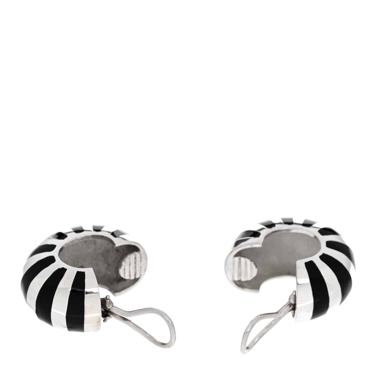 Tiffany Sterling Silver Enamel Shrimp Shell Clip-On Earrings Black 3 of 5