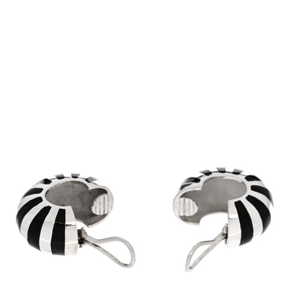 Tiffany Sterling Silver Enamel Shrimp Shell Clip-On Earrings Black 3 of 5