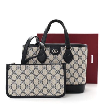 Gucci GG Supreme Monogram Textured Dollar Calfskin Mini Ophidia Shoulder Tote Bag Beige Blue 12 of 12