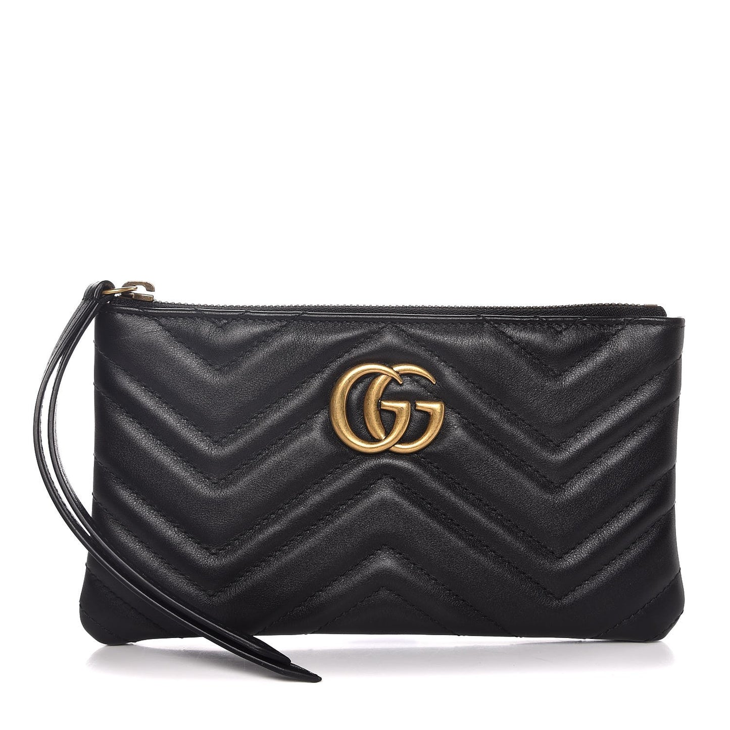 Calfskin Matelasse Small GG Marmont Double Zip Shoulder Bag Black