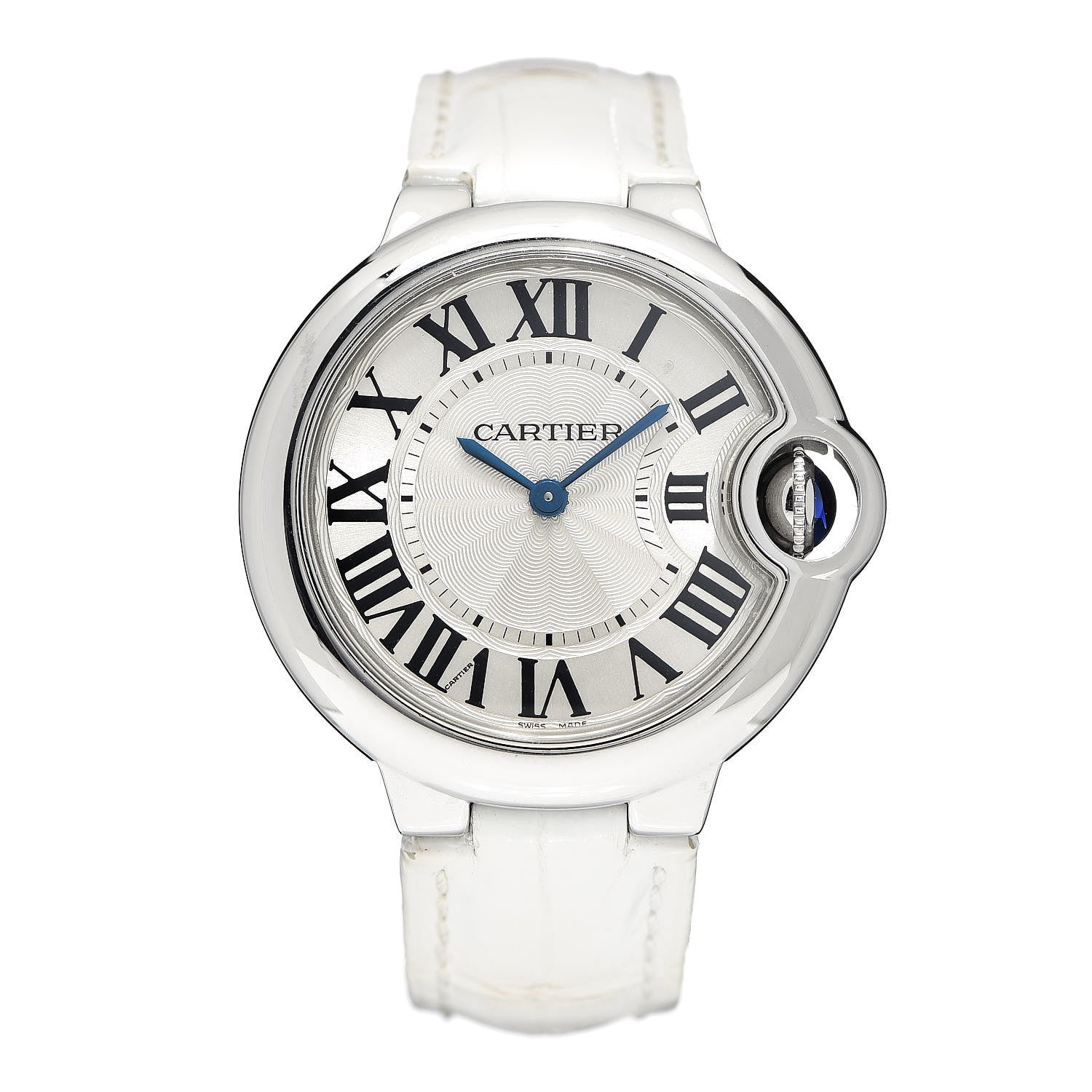 Cartier Stainless Steel Alligator 33mm Ballon Bleu De Cartier Automatic Watch White 1 of 9
