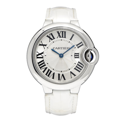 Cartier Stainless Steel Alligator 33mm Ballon Bleu De Cartier Automatic Watch White 1 of 9