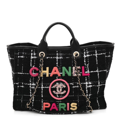 Chanel Tweed Medium Deauville Tote Black White Multicolor 3 of 13