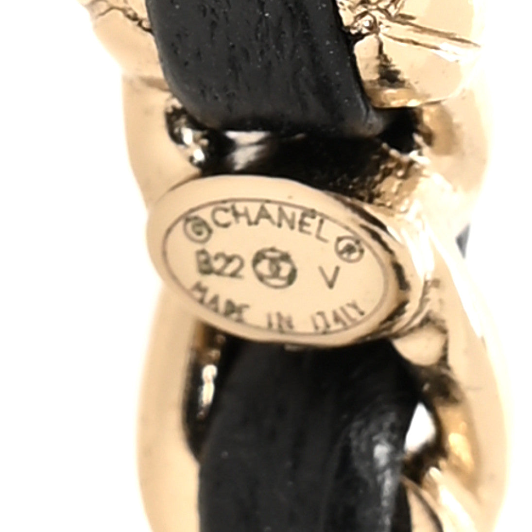 Chanel Lambskin CC Turnlock Chain Hoop Earrings Matte Gold Black 4 of 5